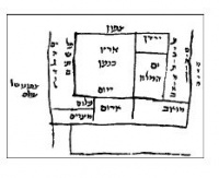 מתוך כתב יד לייפציג 1 דף 160 עמוד ב. הצילום מתוך א' גרוסמן, הגהות ר' שמעיה ונוסח פירוש רש"י לתורה , תרביץ ס' תשנ"א עמ' 94. את תיאור כתב היד עצמו ראה שם, עמ' 70. עפ"י א' גרוסמן, חכמי צרפת הראשונים , ירושלים תשנ"ה, עמ' 207 הערה 254, רש"י בעצמו שרטט את המפה